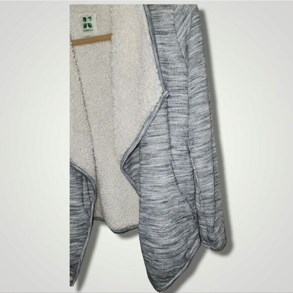 Green Tea Womens Sherpa Wrap Cardigan Size small Gray Open Front - Picture 4 of 7
